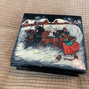 Vintage hand painted Russian trinket box